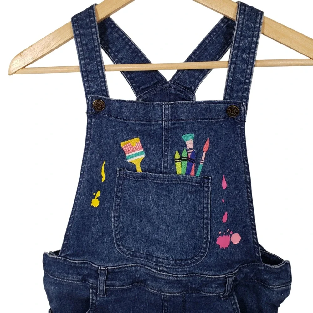 Gymboree Girls Denim Overalls Dress Artist‎ Paint Splatter Size 12